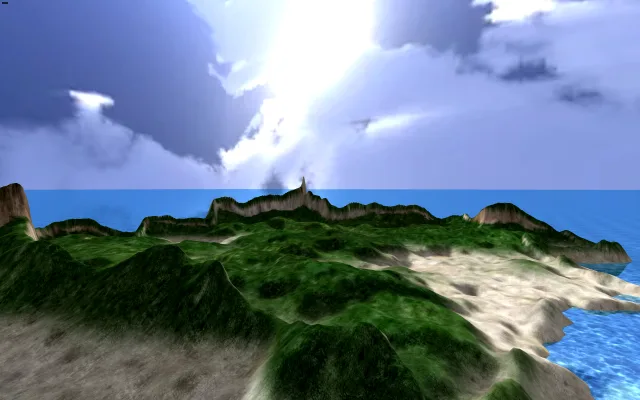 An island from the rebuilt program, under its sea and sky